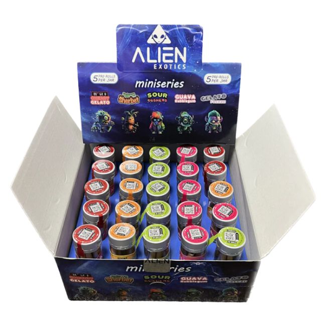 ALIEN THC-A MINI SERIES PRE ROLLED ASSORTED FLAVOR JOINT (BLUE) 25CT/ BOX - Image 2