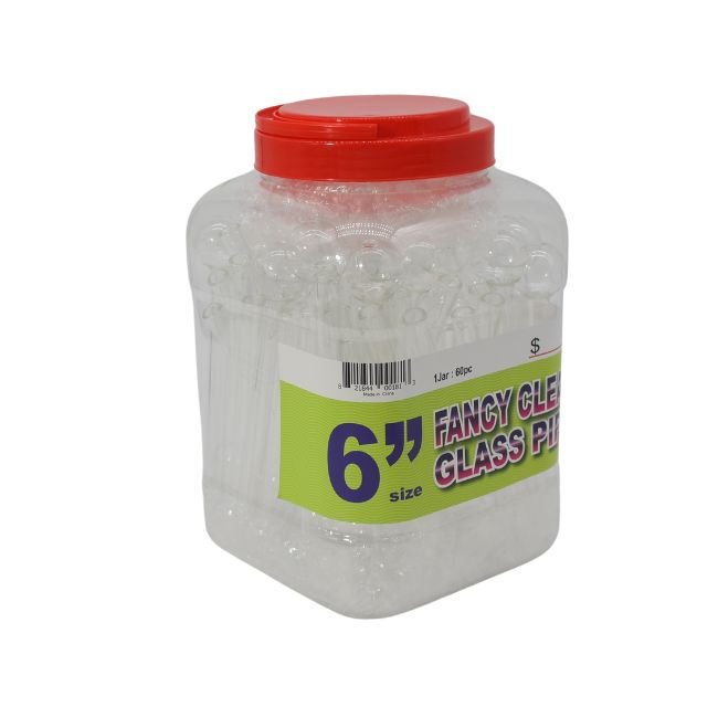 6'' FANCY CLEAR GLASS PIPE 60CT/ JAR - Image 2