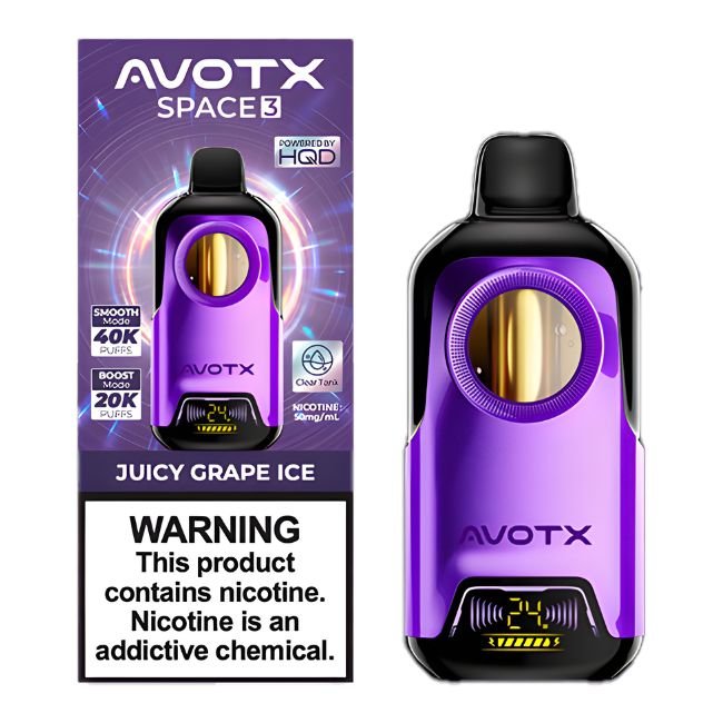 AVOTX SPACE 3 POWERED BY HQD 5% DISPOSABLE (100ML) BOOST MODE - 20K &amp; SMOOTH. MODE - 40K PUFFS 5CT/ BOX