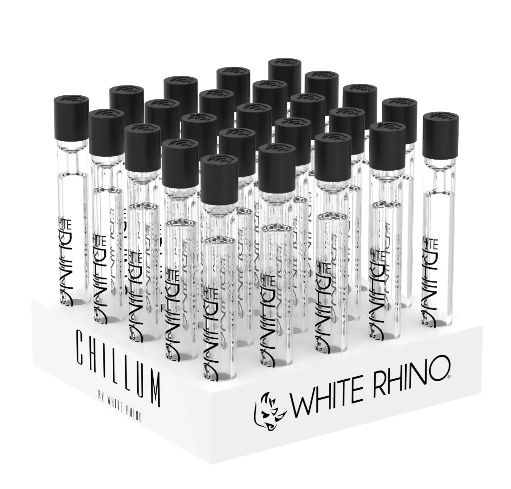 WHITE RHINO- CHILLUM WITH SILICONE CAP - 25 COUNT DISPLAY