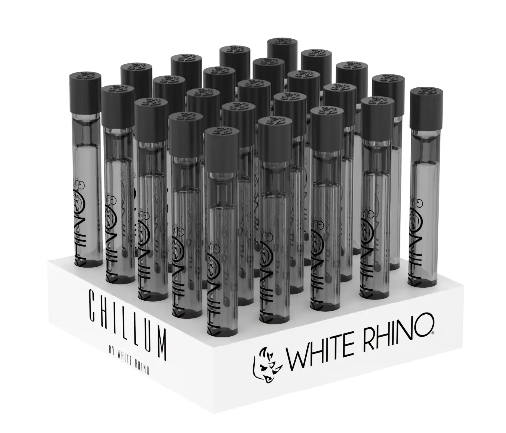 WHITE RHINO- CHILLUM WITH SILICONE CAP SMOKED - 25 COUNT DISPLAY