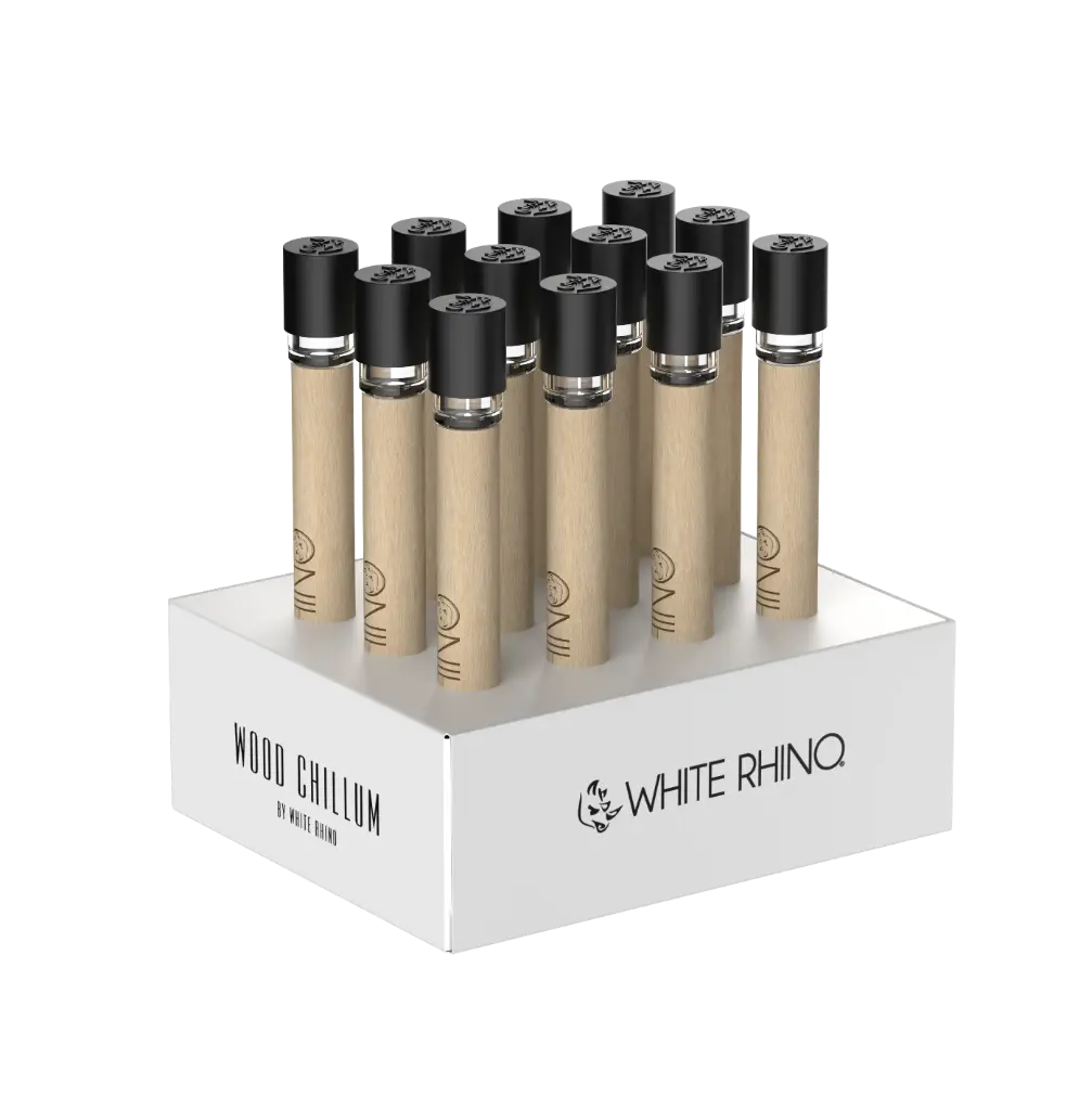 WHITE RHINO- WOOD CHILLUM WITH SILICONE CAP - 12 COUNT DISPLAY
