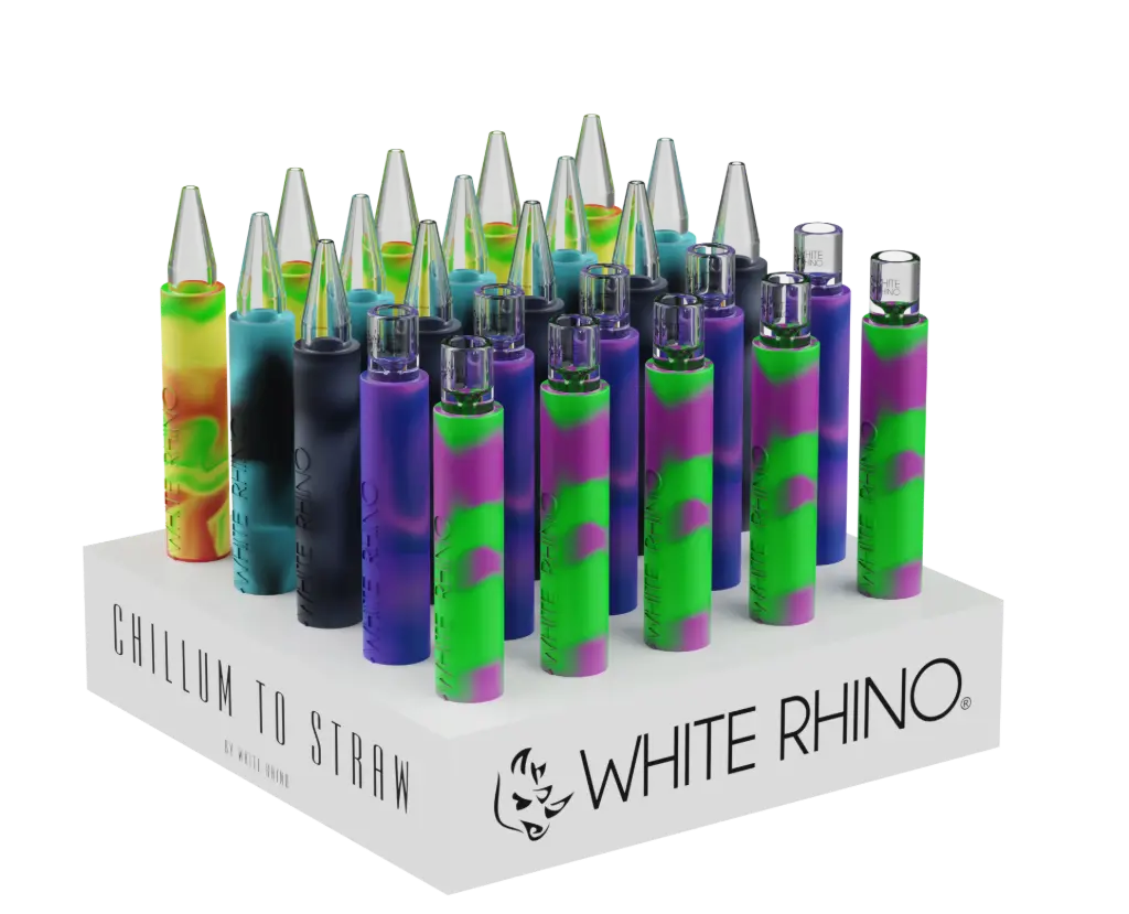 WHITE RHINO- CHILLUM TO STRAW ORIGINAL - 25 COUNT DISPLAY (PYREX)