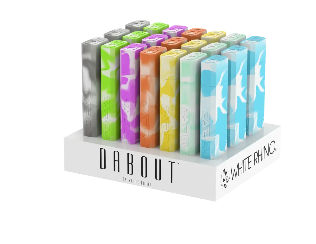 WHITE RHINO- DAB OUT GLOW IN THE DARK -21 COUNT DISPLAY (QUARTZ STRAW)