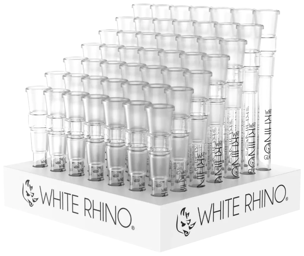 WHITE RHINO- 19/19 GLASS ON GLASS DOWNSTEM - 49 COUNT DISPLAY