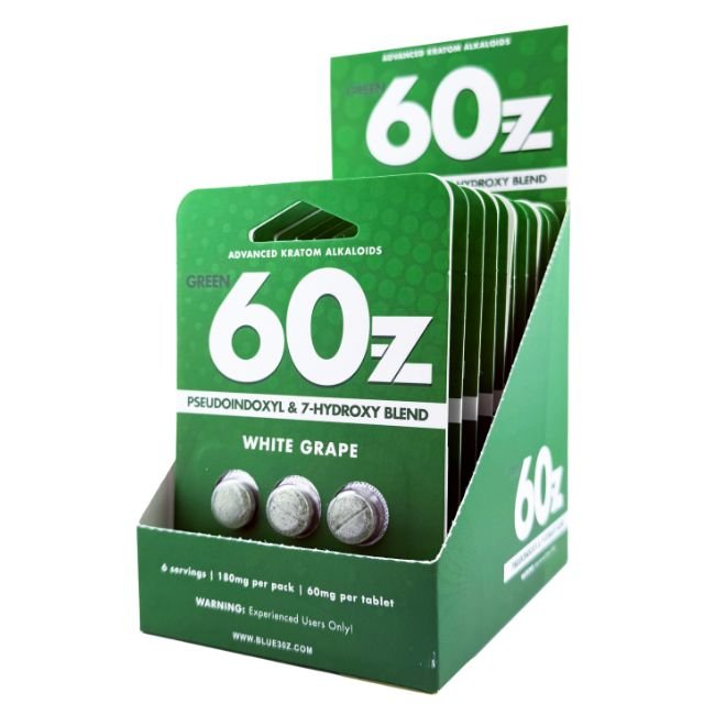 60Z PSEUDO &amp; 7-HYDROXY BLEND GREEN 60MG PER TABLET 3CT/10PK