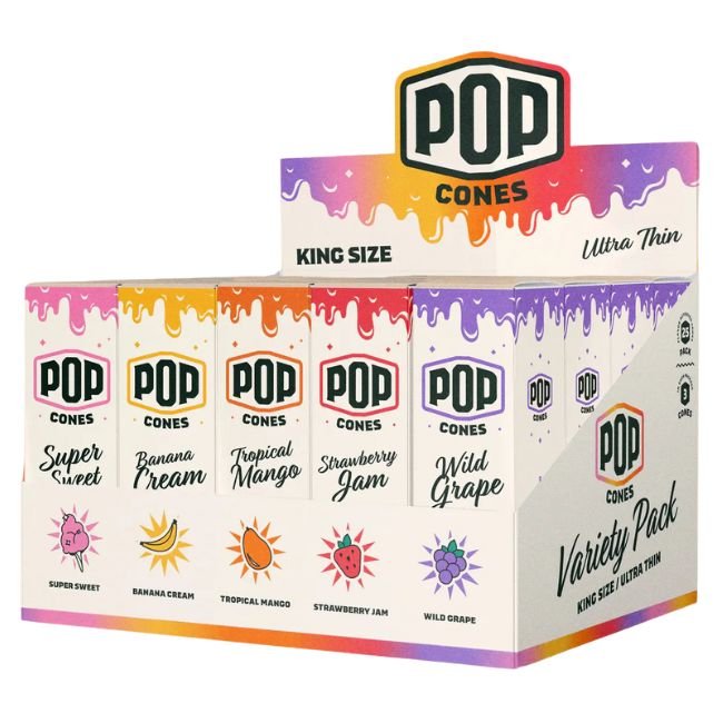 POP CONES KING SIZE HAND ROLLED FLAVOR VARIETY PACK CONES 25CT/ BOX
