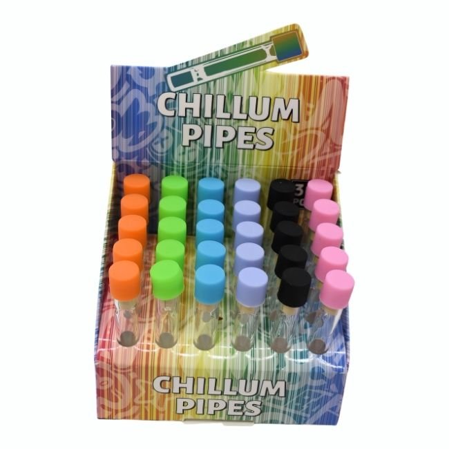 CHILLUM PIPE WITH SLICONE LID 30CT DISPLAY