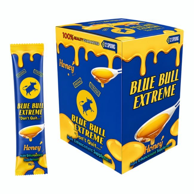 BLUE BULL EXTREME ''DONT QUIT'' MALE ENHANCEMENT SUPPLEMENT HONEY 12 TUBES PER BOX