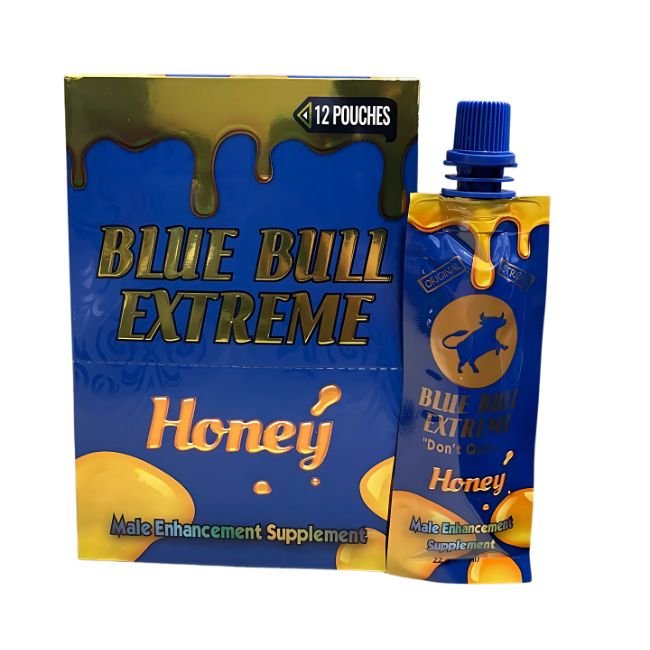 BLUE BULL EXTREME ''DONT QUIT'' MALE ENHANCEMENT SUPPLEMENT HONEY 12 TUBES PER BOX