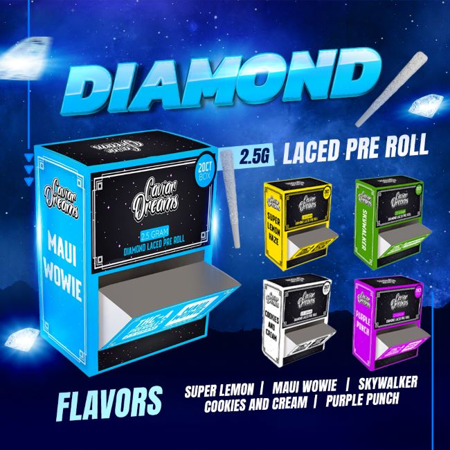 CAVIAR DREAMS THC-A DIAMOND LACED 2.5GM PRE ROLL JOINTS 20CT/ BOX
