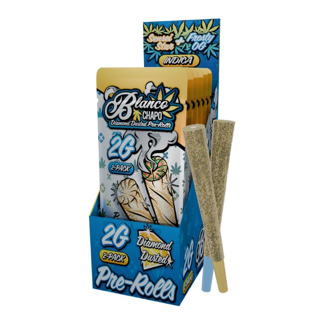 CHAPO BLANCO DUO THCA DIAMOND DUSTED INDOOR EXOTIC 2GM X 2PK PRE ROLL JOINTS 6CT/ BOX
