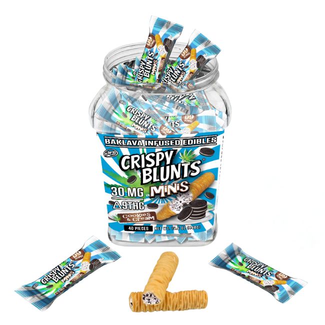 CRISPY BLUNTS MINI 30MG D9 THC BAKLAVA INFUSED EDIBLES 40CT JAR