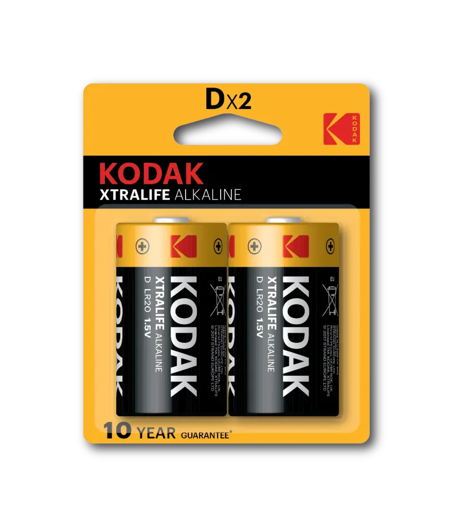 Kodak XTRALIFE Alkaline D Battery (2-pack blister)