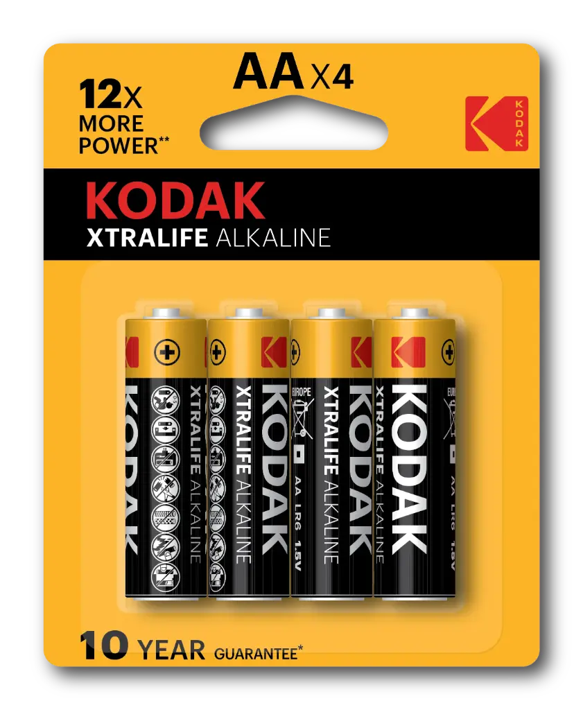 Kodak XTRALIFE Alkaline AA Battery (4-pack blister)