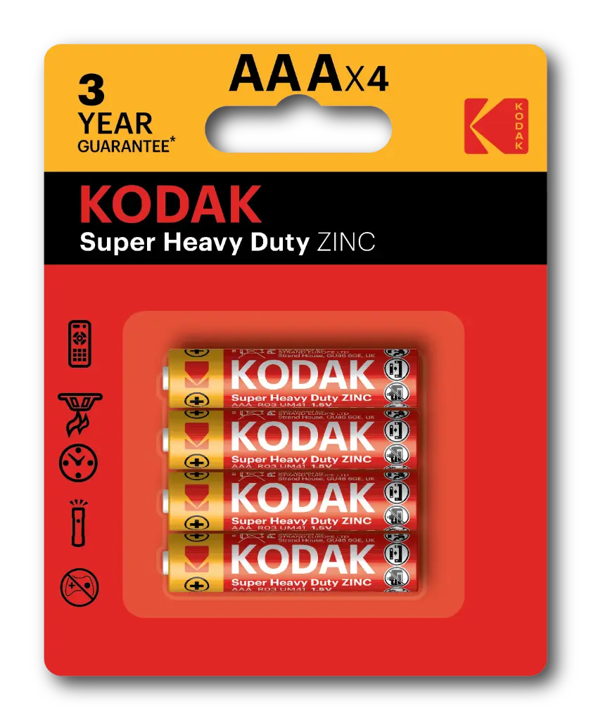 Kodak ZINC Super Heavy Duty AAA Battery (4-pack blister)