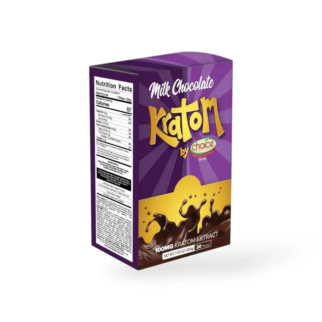 Choice - Fast-Acting Chocolate Kratom Squares (20ct)- 100MIT 