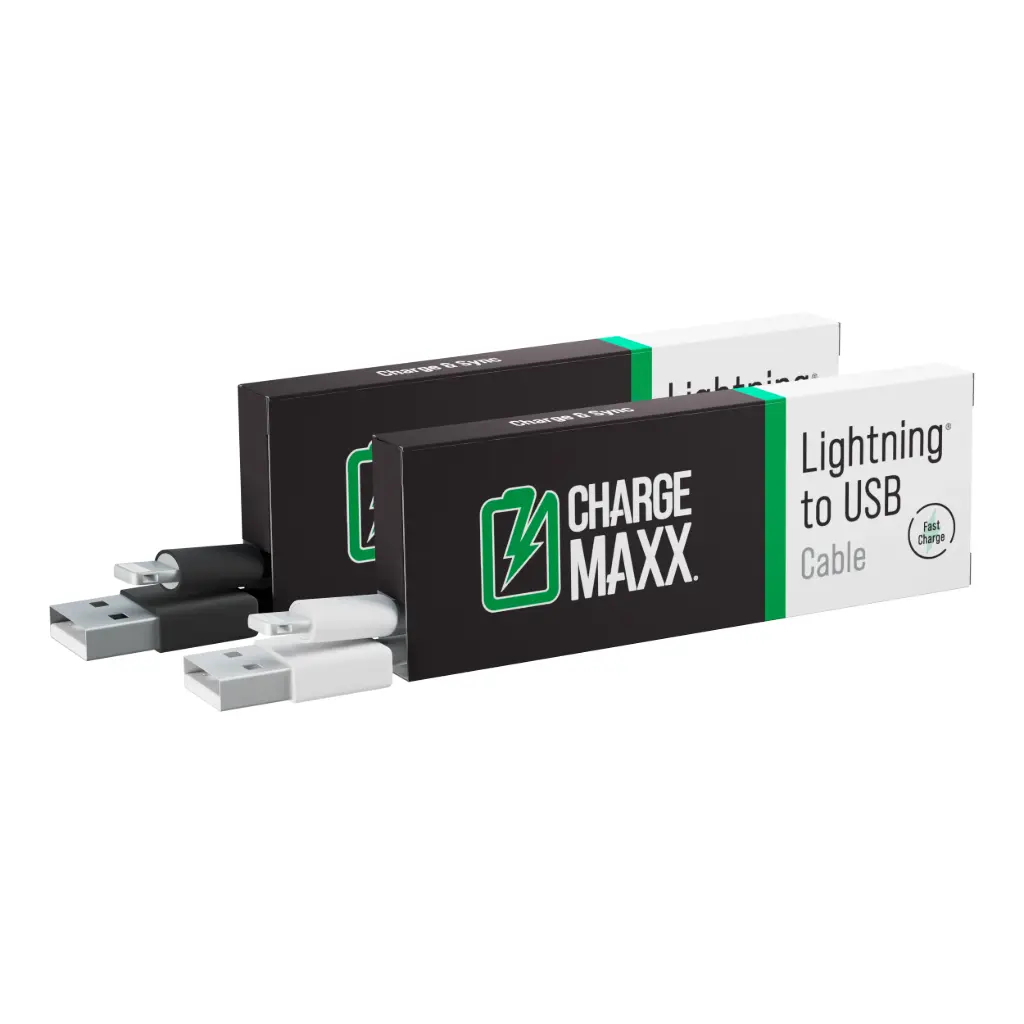 Emobii- Charge Maxx iPhone 8 USB Cable – Black & White – Box of 12 Units