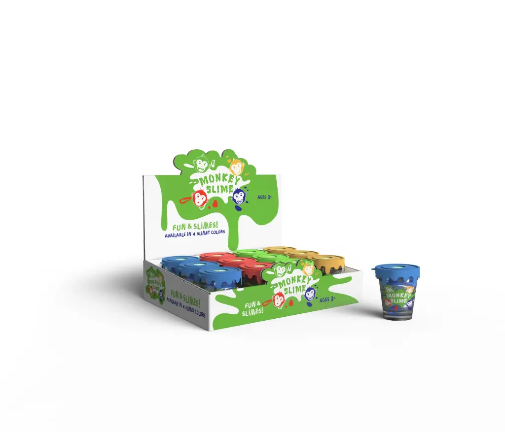 Emobii- Monkey Slime – Blue, Red, Yellow & Green – Box of 12 Units