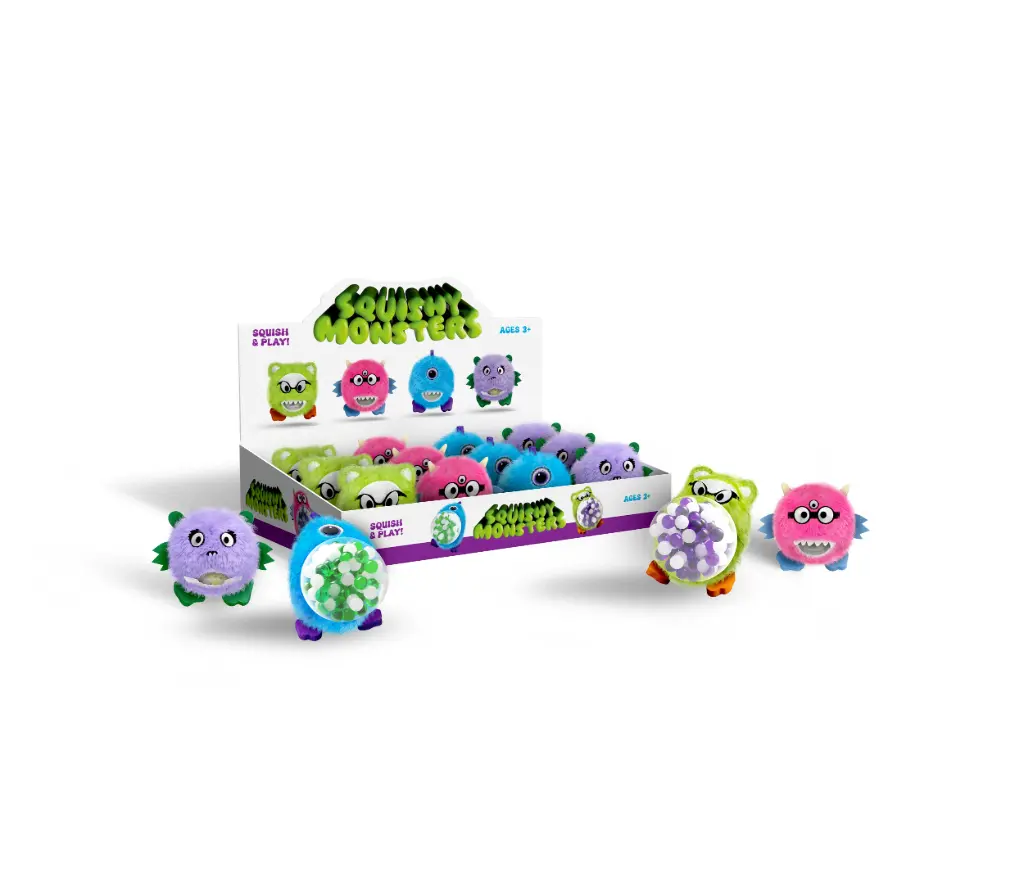 Emobii- Squishy Monster – Pink, Green, Purple & Blue – Box of 12 Units