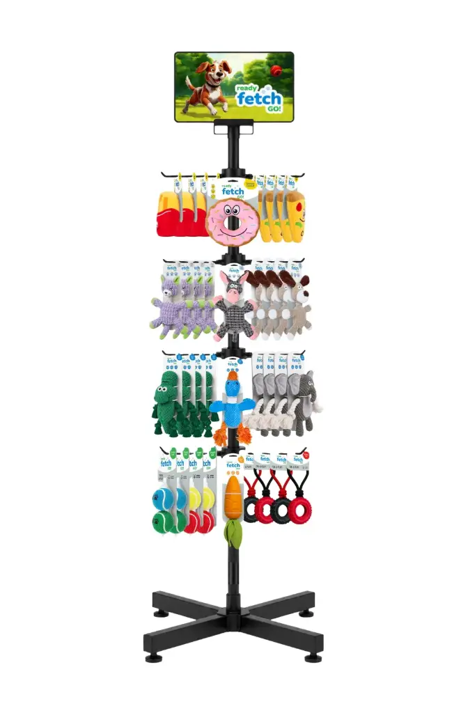 Emobii- Ready, Fetch, Go! Assorted Dog Toys – 64-Count Spinner Rack Display
