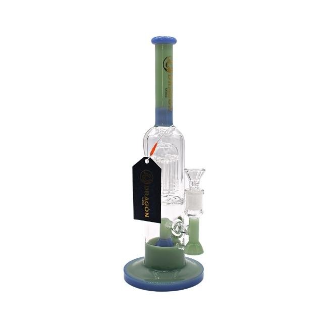 DRAGON GLASS 14" HIGH QUALITY STRAIGHT TUBE WITH SHOWER HEAD WATER PIPE