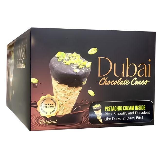 DUBAI CHOCOLATE PISTACHIO CREAM CONES 2CT/10PK BOX