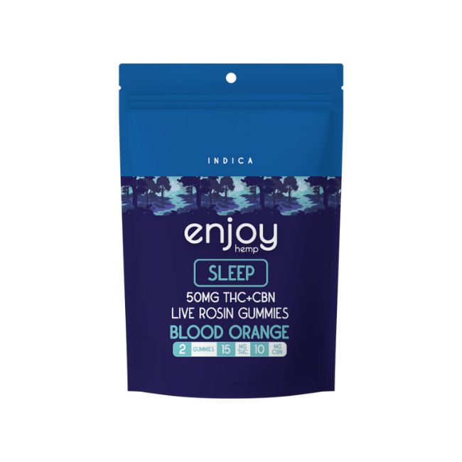 ENJOY HEMP 50MG THC + CBN LIVE ROSIN 2PK GUMMIES 10CT/ BOX