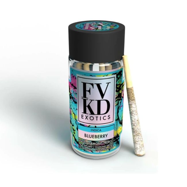 FVKD EXOTICS LIQUID DIAMOND THCA INFUSED DIAMOND DRIZZLE 1.5GM PRE ROLLS JOINTS 5CT/ JAR