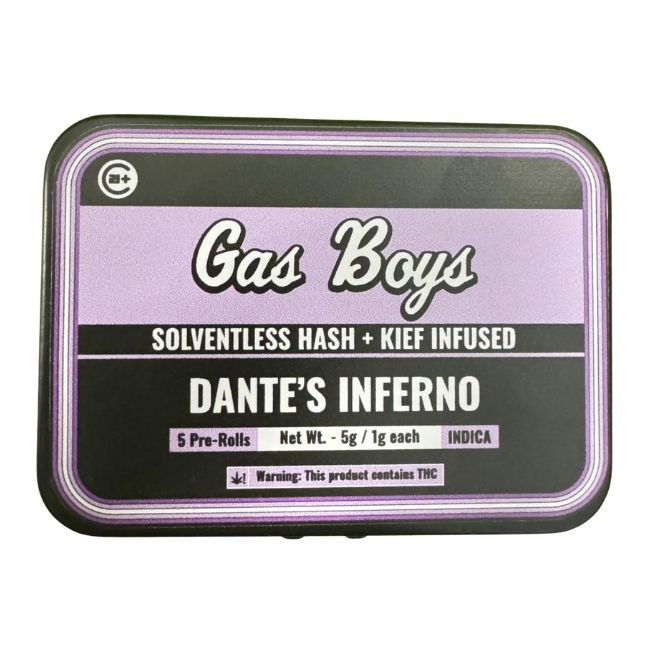 GAS BOYS HIGH OCTANE THCA  HEMP FLOWER 1GM PRE ROLL JOINTS 5PK TIN 8CT/ BOX
