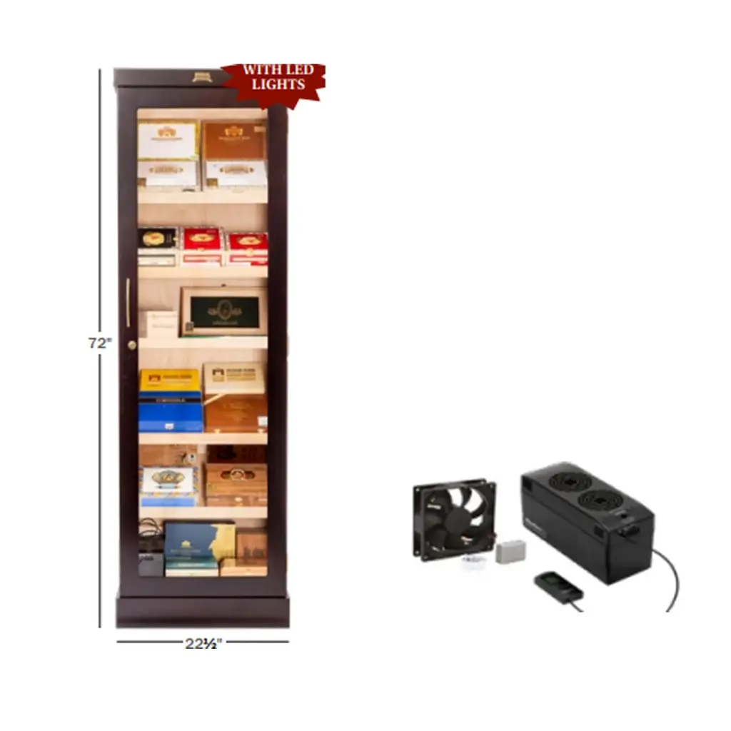 Humidor Supreme Commercial Display Humidor 2500 Tower with LED Lights – Black