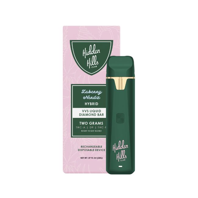 HIDDEN HILLS NIGHT NIGHT BLEND VVS LIQUID DIAMOND THC -A+D9+THC-P 2GM  DISPO 5CT/ BOX