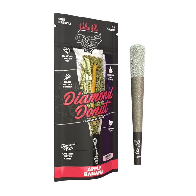 HIDDEN HILLS DIAMOND BOYZ THCA DIAMOND DONUT 2.2GM PRE ROLLS JOINTS 10CT/ BOX