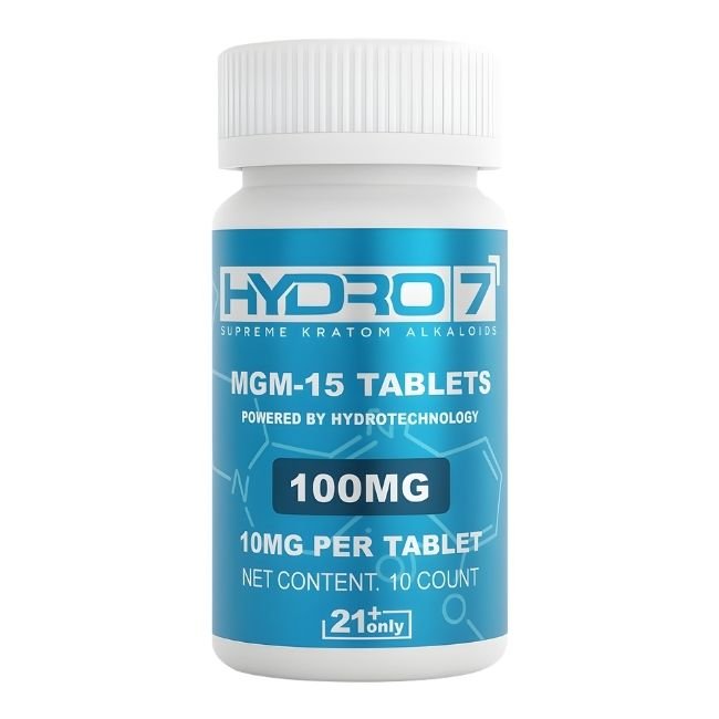 HYDRO 7 MGM-15 SUPREME KRATOM ALKALOID 10MG PER TABLET 10CT JAR