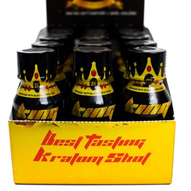 KING K GOLD 2X LIQUID KRATOM SHOT ENHANCED WITH BLACK PAPER 300MG MIT 30ML BOTTLE 15CT/ BOX