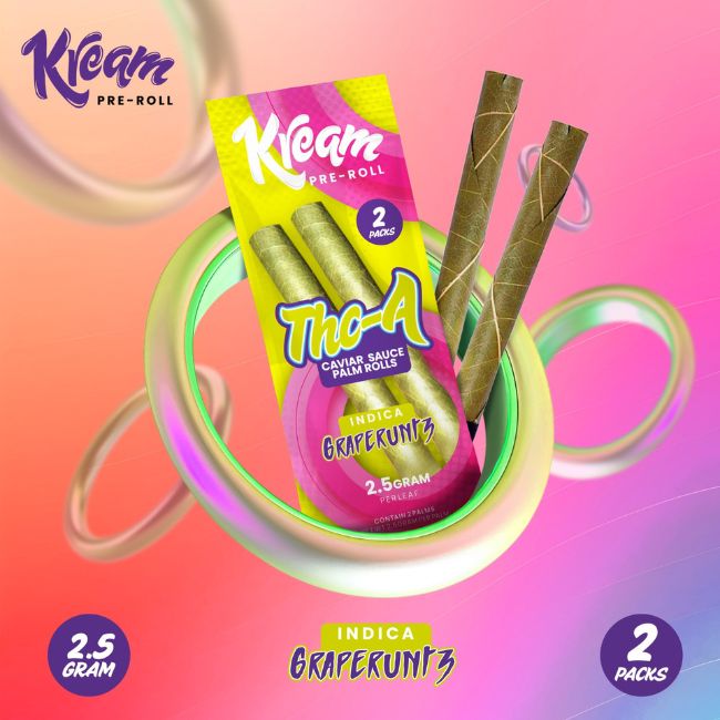 KREAM THCA CAVIAR SAUCE PALM 2.5GM PER LEAF PRE ROLLS JOINTS 2PK 10CT/ BOX