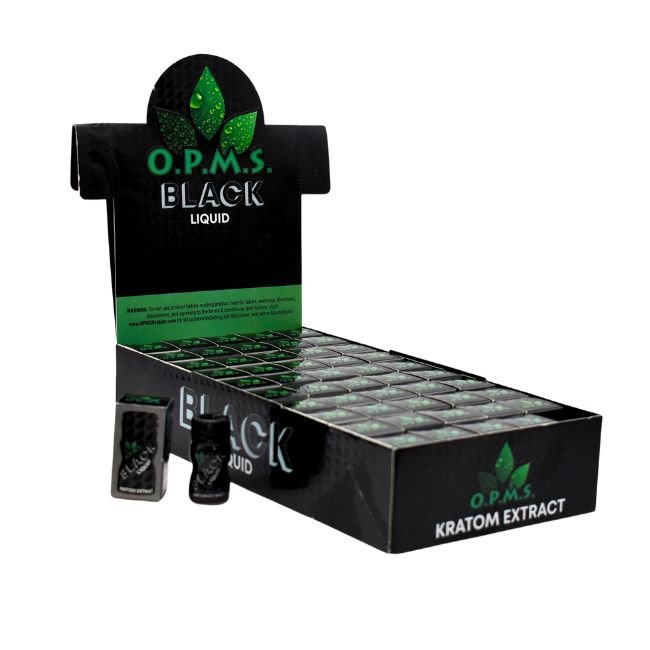 OPMS (BLACK) LIQUID MAENGDA KRATOM EXTRACT 8.8ML SHOT 50CT/ BOX