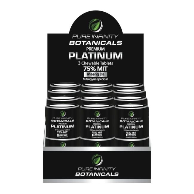 PURE INFINITY BOTANICALS PLATINUM MIT MAENGDA 75MG CHEWABLE TABLETS 3CT/ 18PK