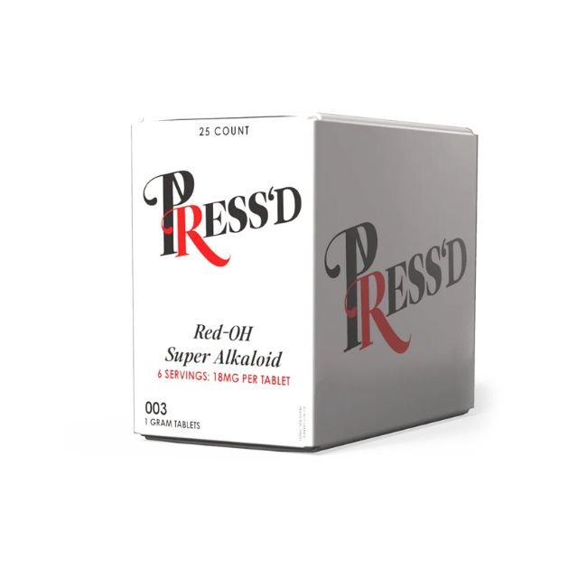 PRESSD 7-HYDROXYMITRAGYNINE RED-OH 5X STRENGHT 1GM 18MG PER TABLET 3CT/25PK