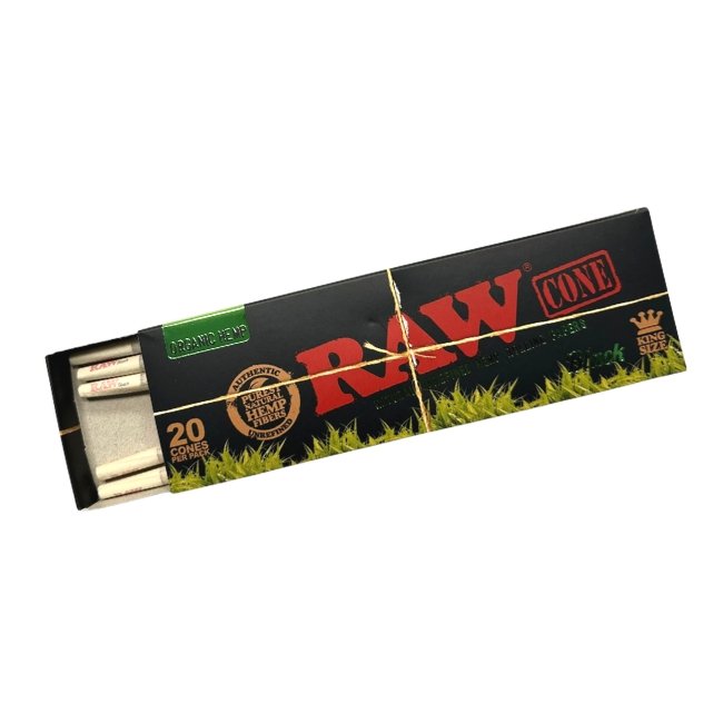RAW BLACK ORGANIC KING SIZE CONES SINGLE 20 CONES PER PACK