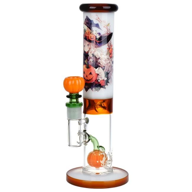 GLASS 12" PULSAR ANIME WITCH STRAIGHT TUBE WATER PIPE