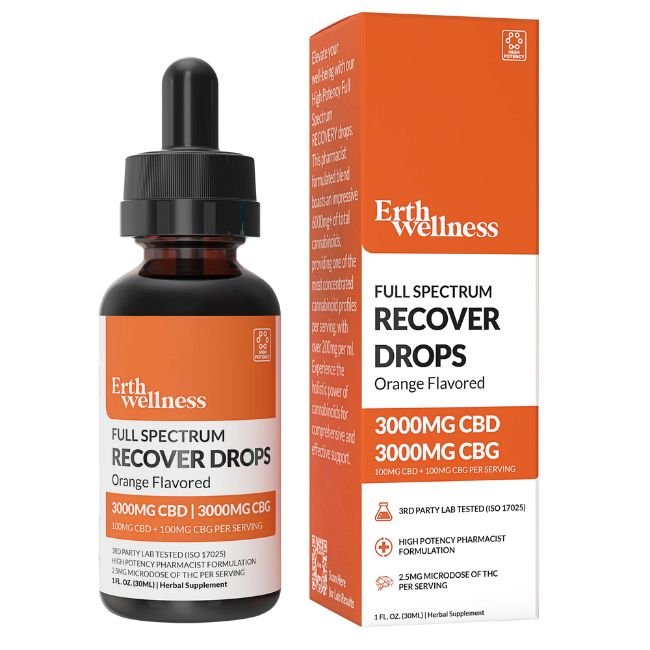 ERTH WELLNESS CBD + CBG RECOVER DROPS 6000MG 1FL.OZ (30ML)
