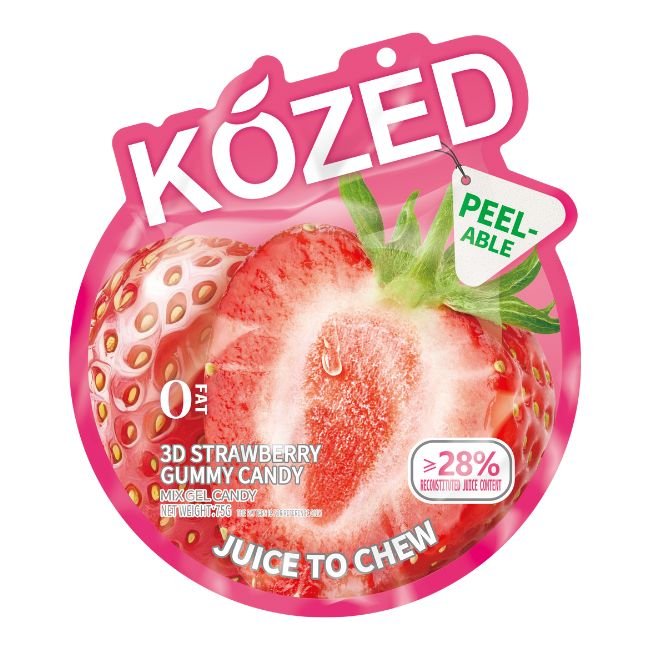 KOZED PEELABLE HALAL GUMMY CANDY DISPLAY OF 10 BAGS