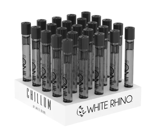 [CH1004] WHITE RHINO- CHILLUM WITH SILICONE CAP SMOKED - 25 COUNT DISPLAY