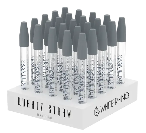 [NS2001] WHITE RHINO- QUARTZ DAB STRAW WITH SILICONE CAP - 25 COUNT DISPLAY