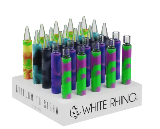 [FP1011] WHITE RHINO- CHILLUM TO STRAW ORIGINAL - 25 COUNT DISPLAY (PYREX)