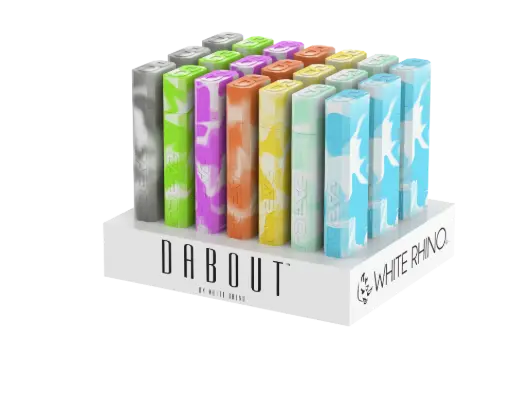 [DO1002] WHITE RHINO- DAB OUT GLOW IN THE DARK -21 COUNT DISPLAY (QUARTZ STRAW)