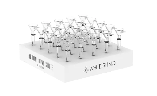 [DS3001] WHITE RHINO- MARTINI BOWL SLIDER DOWNSTEMS - 25 COUNT