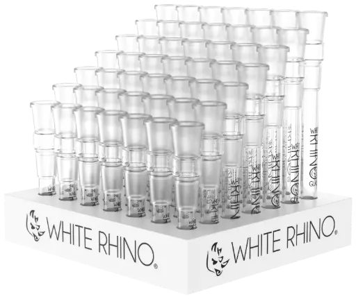 [DS2000] WHITE RHINO- 19/19 GLASS ON GLASS DOWNSTEM - 49 COUNT DISPLAY