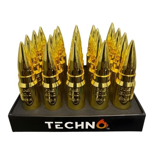 [05006GB] TECHNO GOLD BULLET SOFT FLAME TORCH LIGHTER 20CT/ DISPLAY